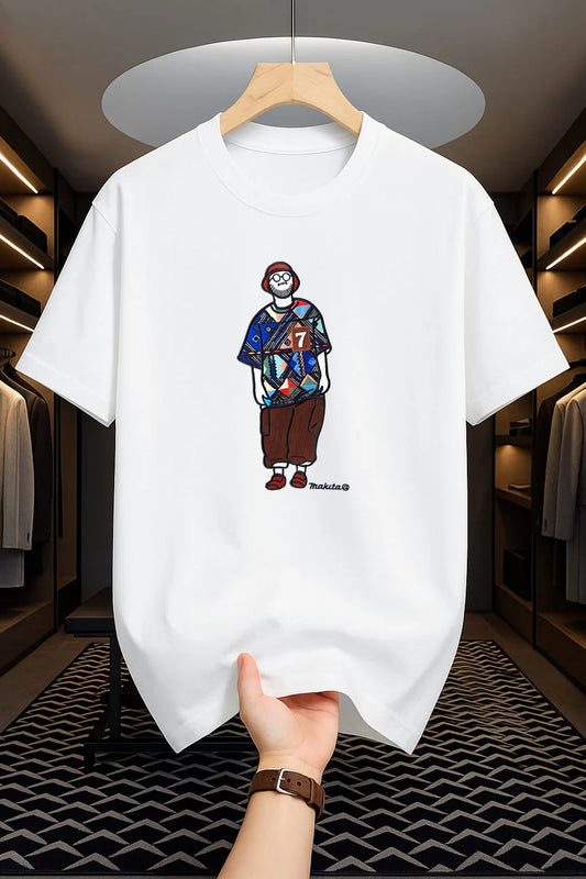 Premium Drop Shoulder T-shirt - Makuta - White